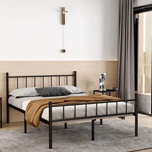 new jeto queen size platform bed frame-heavy duty steel slats support king bed frame, metal bed frame non-slip footbed storage space under the bed, suitable for bedroom, dormitory, queen