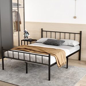 NEW JETO Queen Size Platform Bed Frame-Heavy Duty Steel Slats Support King Bed Frame, Metal Bed Frame Non-Slip Footbed Storage Space Under The Bed, Suitable for Bedroom, Dormitory, Queen