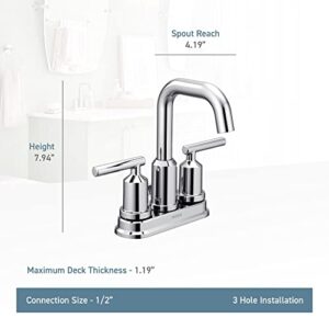 Moen Gibson Chrome Two-Handle Centerset High Arc Modern Bathroom Faucet with Drain Assembly, 6150