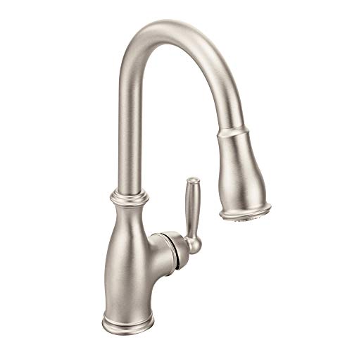 Moen Brantford Spot Resist Stainless One-Handle Pulldown Kitchen Faucet Featuring Power Boost and Reflex, 7185SRS