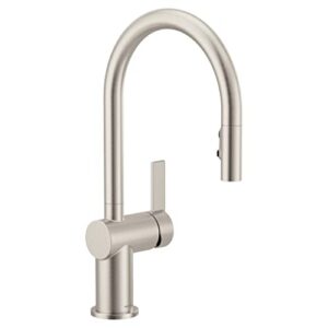 moen 7622srs cia pulldown kitchen faucet with power boost with optional chrome accents, spot resist stainless