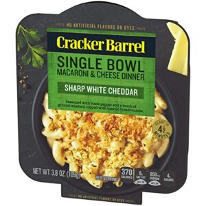 Cracker Barrel Single Bowl Sharp White Cheddar Macaroni and Cheese Dinner (3.8 oz Bowls, Pack of 6)