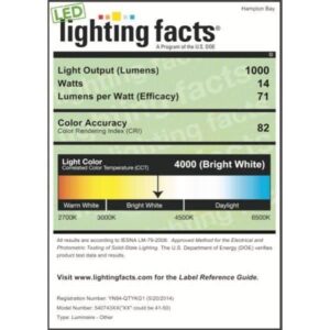 Hampton Bay 12 in. Round LED Flush Mount Light Pantry Laundry Closet Light 1000 Lumens Dimmable 4000K Bright White, 54074391