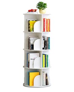 arcwares upgraded 4 tier rotating bookshelf 360 degrees, stackable shelves bookshelf organizer, storage display rack floor standing shelves, for home office living room study (51″x18″x18″)
