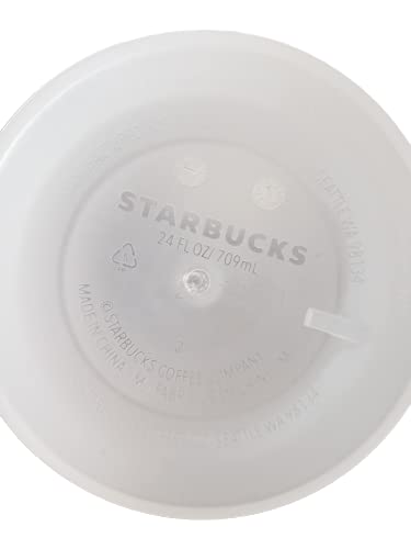 Starbucks 6 Pack Bundle - Reusable Frosted 24 oz Cold Cups with Lid and Green Straw w/ Stopper