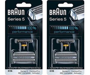 braun 51s 8000 series 5 360 complete activator contourpro shaver foil & cutter head replacement pack, 2 count