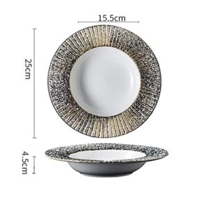 KOWMcp Dinner Plates Creative Straw Hat Shaped Ceramic Plate Noodle Soup Plate Home Dining Room Decorative Tableware Tray Dinner Plate