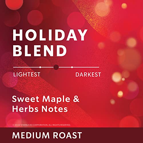 Starbucks Holiday Blend Medium Roast Coffee Single-Cup Coffee for Keurig Brewers, Herbal & Sweet Maple Notes, 10 Count (Pack of 6)