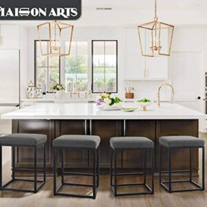 MAISON ARTS Counter Height 24" Bar Stools Set of 2 for Kitchen Counter Backless Modern Barstools Industrial Upholstered Faux Leather Stools Farmhouse Island Chairs,Support 330 LBS,(24 Inch, Grey)