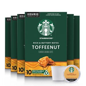 starbucks medium roast k-cup coffee pods — toffeenut for keurig brewers — 10 count (pack of 6)