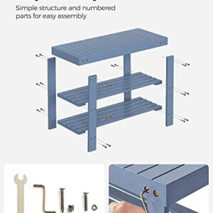 SONGMICS Shoe Rack Bench, 3-Tier Bamboo Shoe Storage Organizer, Entryway Bench, Holds Up to 286 lb, for Entryway Bathroom Bedroom, Gray ULBS04GY