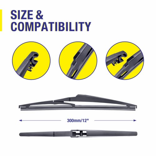 12" Rear Wiper Blades Replacement For TOYOTA RAV4 2022-2019,2012-2001, Highlander 2019-2001,Land Cruiser 2019-2013,2011-2008, Yaris 2019,11-06 Venza 14-09, BACK Windshield Wiper Blades-(12-A)