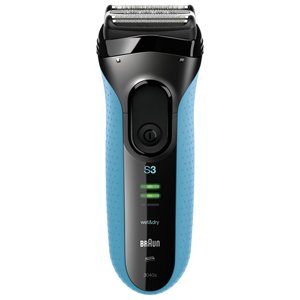 Braun Shaver Series 3 3040s (Japanese Import) Electric Shaver, Wet and Dry Electric Razor for Men with Pop Up Precision Trimmer, Rechargeable and Cordless Shaver (Black/Blue)