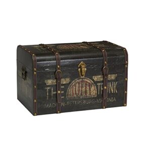 household essentials 9243-1 large vintage decorative home storage trunk – luggage style , brown