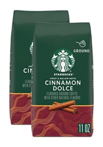 starbucks flavored ground coffee, cinnamon dolce flavored coffee, blonde roast coffee, made with ground arabica coffee beans, 11-ounce bag (pack of 2)