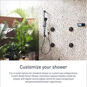 Moen Matte Black Smart Shower 4-Outlet Digital Shower Controller for Thermostatic Shower Valve, TS3304BL