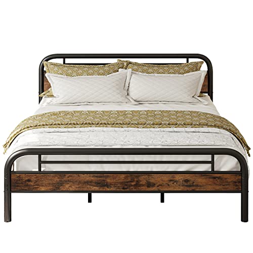 LIKIMIO California King Bed Frame, Platform Bed Frame King with Headboard and Strong Support, Easy Assembly, Noise-Free, No Box Spring Needed