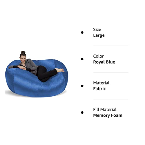 Sofa Sack - Plush Bean Bag Sofas with Super Soft Microsuede Cover - XL Memory Foam Stuffed Lounger Chairs For Kids, Adults, Couples - Jumbo Bean Bag Chair Furniture - Royal Blue 6'