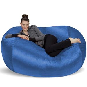 sofa sack – plush bean bag sofas with super soft microsuede cover – xl memory foam stuffed lounger chairs for kids, adults, couples – jumbo bean bag chair furniture – royal blue 6′
