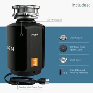 Moen GXS75C Host Series 3/4 HP Continuous Feed Garbage Disposal with Sound Reduction, Power Cord Included