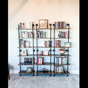 Industrial Pipe Shelving, 6-Tier Pipe Shelves Ladder Shelf, Modern Bookcase Wall Mount Bookshelf with Metal Frame, Book Shelves Wall Decor Wood Shelves for Home, Living Room, Office(23.6x9.8x78.8)