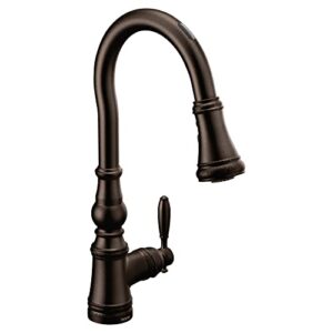 moen s73004evorb weymouth smart touchless pull down sprayer kitchen faucet with voice control and power boost, oil rubbed bronze