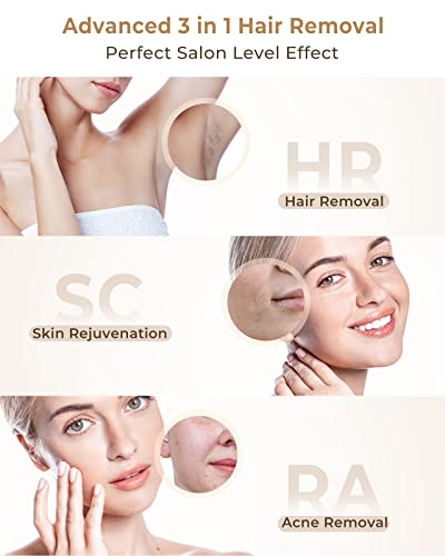 Laser Hair Removal for Women and Men, Upgraded 3 in 1 At Home IPL Hair Removal, 9 Levels and 999,900 Flashes Permanent Hair Remover,Painless Hair Remover on Face,Body,Bikini, Whole Body Treatment