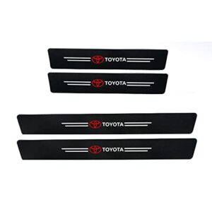 4PCS Threshold Protection Stickers for Car Door Threshold with Toyota Logo, Carbon Fiber Door Sill Stickers Scuff Plate Cover for Car Door Steps, Inner Accessories Self-Adhesive Anti-Collision