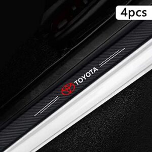 4PCS Threshold Protection Stickers for Car Door Threshold with Toyota Logo, Carbon Fiber Door Sill Stickers Scuff Plate Cover for Car Door Steps, Inner Accessories Self-Adhesive Anti-Collision
