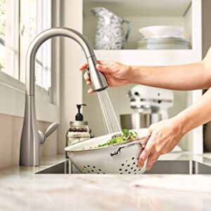 Moen Arbor Spot Resist Stainless One-Handle Pulldown Kitchen Faucet with Sprayer and a Reflex Docking System, Kitchen Sink Faucet Featuring Power Boost for a Faster Clean, 7594SRS