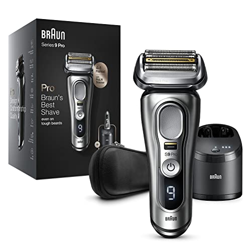 BRAUN Series 9 Pro 9467cc Wet & Dry Shaver with 5-in-1 SmartCare Center and Leather Travel case, Silver