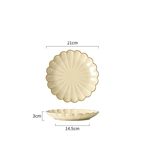 KOWMcp Dinner Plates Flower Shaped Stone Bowl Tableware Ceramic Dinner Plate Dishes Kitchen Tableware