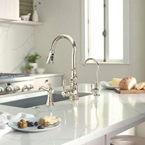 Moen S3945NL Traditional Deck Mounted Kitchen Soap Dispenser with Above the Sink Refillable Bottle, Polished Nickel