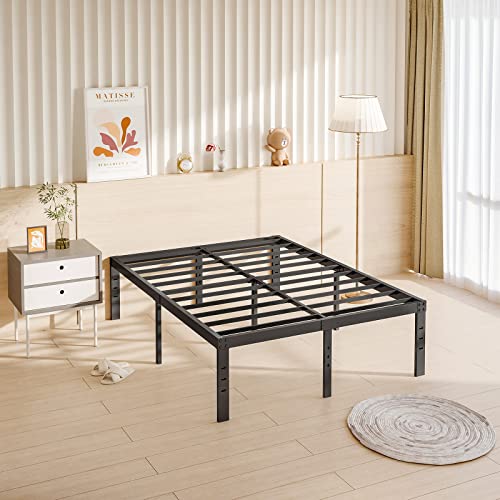 COMASACH 16 Inch King Size Bed Frame Supports up to 3500lbs, No Box Spring Needed, Platform with Heavy Sturdy Metal Steel, Easy Assembly, Under Bed Storage, Noise-Free, Non-Slip