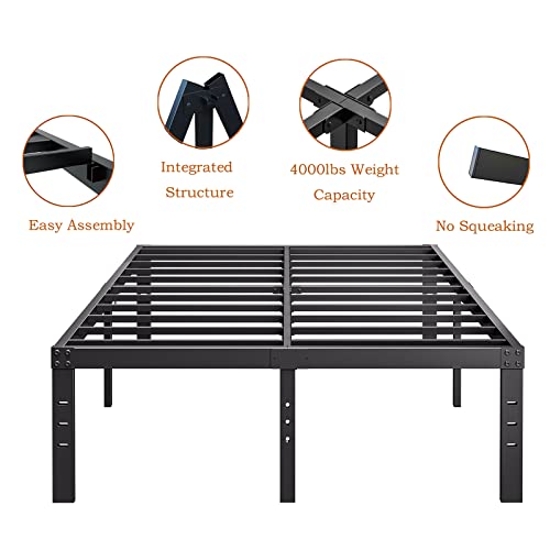 COMASACH 16 Inch King Size Bed Frame Supports up to 3500lbs, No Box Spring Needed, Platform with Heavy Sturdy Metal Steel, Easy Assembly, Under Bed Storage, Noise-Free, Non-Slip