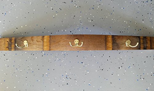 Natural Coat And Hat Rack With Brass Hooks - Made From Genuine Oak Wine Barrel Stave