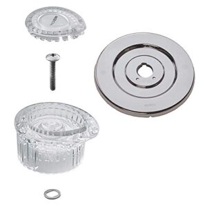 moen chateau collection replacement escutcheon for one-handle tub and shower faucets with positemp one tub and shower replacement handle kit, white and chrome knob insert