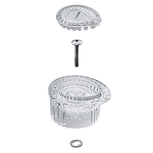 Moen Chateau Collection Replacement Escutcheon for One-Handle Tub and Shower Faucets with PosiTemp One Tub and Shower Replacement Handle Kit, White and Chrome Knob Insert