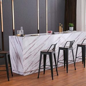 Yongchuang 24" Metal Barstools Set of 4 Counter Bar Stools with Wood Top Low Back Matte Black