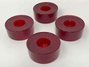 crate and barrel taper holder red glass – set of 4