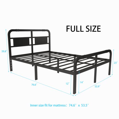 Emiosmt 14 Inch Full Size Bed Frame with Headboard and Footboard,Heavy Duty 2500lbs Steel Support Metal Platform No Box Spring Needed,Easy Assembly,Sturdy Square Tube,Full Size Frame