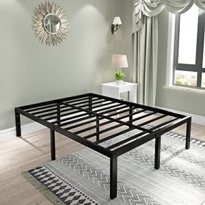 45MinST 3600lbs Heavy Duty Reinforced Platform, 18 Inch Tall Mattress Foundation, Steel Slats Support Bed Frame with Underbed Storage, Easy Assembly and Non Squeak, Queen