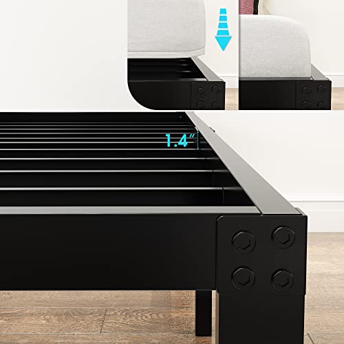 45MinST 3600lbs Heavy Duty Reinforced Platform, 18 Inch Tall Mattress Foundation, Steel Slats Support Bed Frame with Underbed Storage, Easy Assembly and Non Squeak, Queen