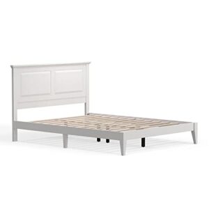 Glenwillow Home Cottage Style Solid Wood Platform Bed in Queen - Gloss White