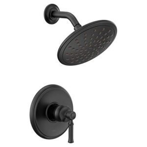 moen t2282epbl dartmoor shower only system with rainshower showerhead without valve, matte black