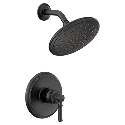 Moen T2282EPBL Dartmoor Shower Only System with Rainshower Showerhead Without Valve, Matte Black