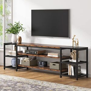 tribesigns 78 inch tv stand for tvs up to 85 inch, media entertainment center console table, industrial 3-tier tv console table with storage shelves for living room, entertainment room