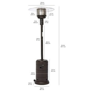 Amazon Basics 46,000 BTU Outdoor Propane Patio Heater with Wheels, Commercial & Residential - Sable Brown