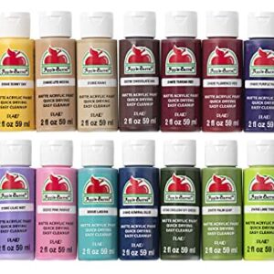 Apple Barrel PROMOABII Matte Finish Acrylic Craft Paint Set Designed for Beginners and Artists, Non-Toxic Formula That Works on All Surfaces, 2 Fl Oz (Pack of 18), 18 Colors May Vary, Count