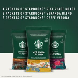 Starbucks Ground Coffee Variety Pack—Dark, Medium, Starbucks Blonde Roast—100% Arabica—10 Packets (2.5 oz each)